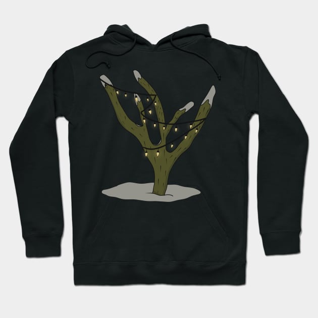 Holiday Lights Cactus Tree 2 Hoodie by WalkSimplyArt